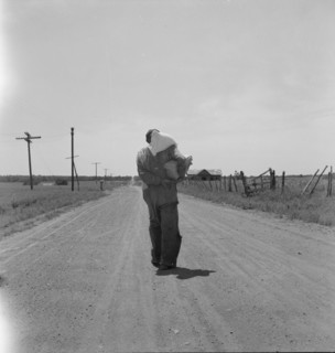 Man going home with relief, near Oil City, Carter County, Oklahoma, 1937. Creator: Dorothea Lange.