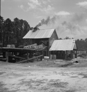 Turpentine still in the Piney Woods near Valdosta, Georgia, 1937. Creator: Dorothea Lange.