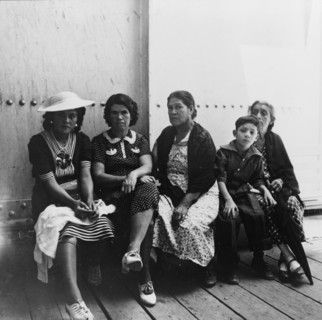 Mexicans entering the United States, United States immigration station, El Paso, Texas, 1938. Creator: Dorothea Lange.
