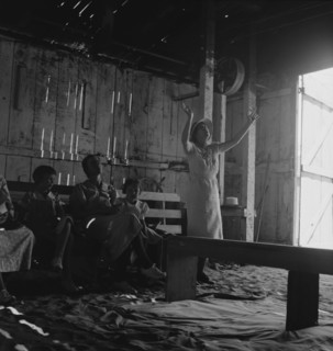 Victory through Christ Society holding its Sunday Morning Revival..., Dos Palos, California, 1938. Creator: Dorothea Lange.