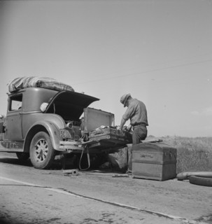 Car trouble on west side, Highway no33, San Joaquin Valley, 1938. Creator: Dorothea Lange.