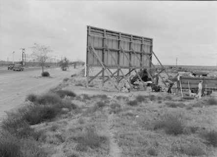 Three families camped on the plains along US 99 in California, 1938. Creator: Dorothea Lange.