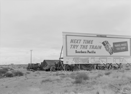 Three families camped on the plains along US 99 in California, 1938. Creator: Dorothea Lange.