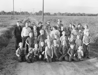 Ten families established by the FSA on the Mineral King Cooperative Farm, Tulare County, CA, 1938. Creator: Dorothea Lange.