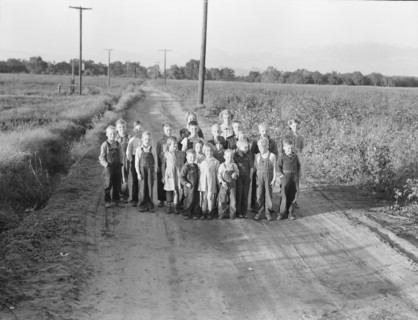 Ten families established by the FSA on the... Tulare County, CA, 1938. Creator: Dorothea Lange.