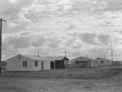 Looking from the camp to adjoining tract, Shafter migrant camp, California, 1938. Creator: Dorothea Lange.