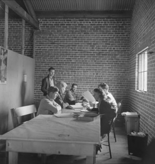 Bakersfield, California Applications for "grants" during cotton pickers' strike, 1938. Creator: Dorothea Lange.