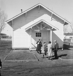 Sunday morning service, Tranquillity, California, 1938. Creator: Dorothea Lange.