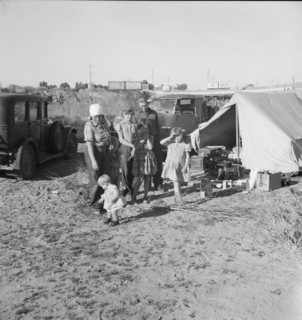 Part of family arrived the night before..., near Holtville, Imperial Valley, CA, 1939. Creator: Dorothea Lange.
