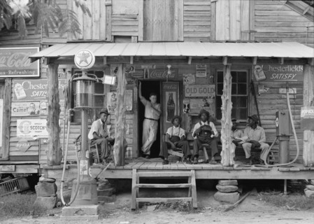 Sunday afternoon - country store on dirt road, Gordonton, North Carolina, 1939. Creator: Dorothea Lange.