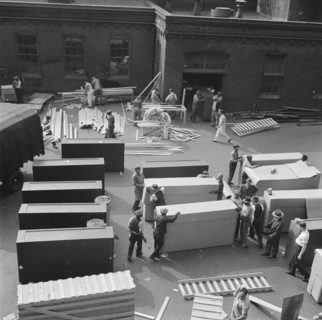 Possibly: United States government workers and carpenters making crates..., Washington, D.C., 1942. Creator: Gordon Parks.