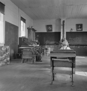9:00 a.m., four pupils attend this day...eastern Oregon county school, Baker County, Oregon, 1939. Creator: Dorothea Lange.