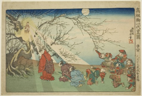 The Star Descends on Echi on the Thirteenth Night of the Ninth Month (Kugatsu jusan..., c. 1830/35. Creator: Utagawa Kuniyoshi.
