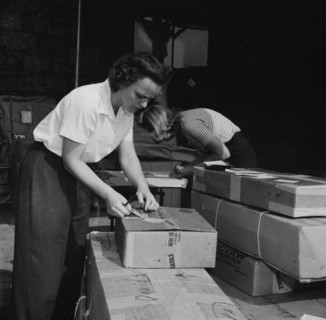 Mrs. Dorothy Bell and Miss Ida Hicks, employed at the American..., New Britain, Connecticut, 1943. Creator: Gordon Parks.