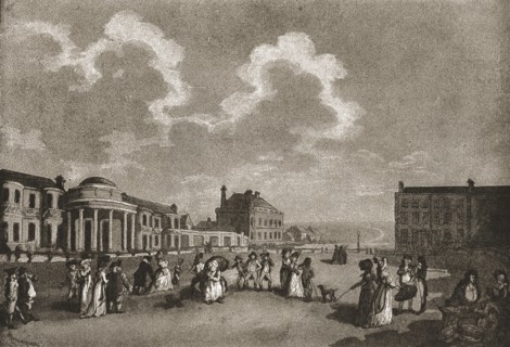 ''A Trip to Brighton a Hundred Years Ago; The Steine, with the Marine Pavilion built for the Prince  Creator: Unknown.