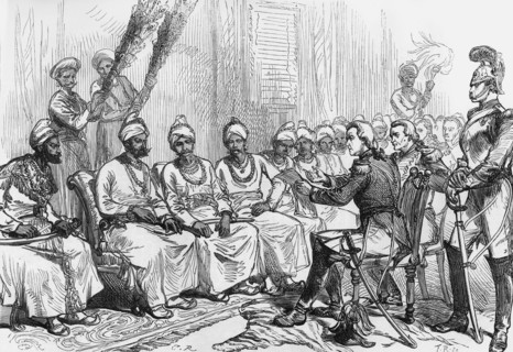 'Negotiations for Peace: Meeting of the British and Burmese Commissioners', c1891. Creator: James Grant.