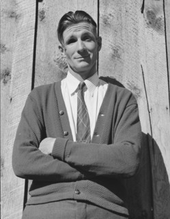 Charlie Carlock, aged thirty-six, the spokesman for the group..., Gem County, Idaho, 1939. Creator: Dorothea Lange.