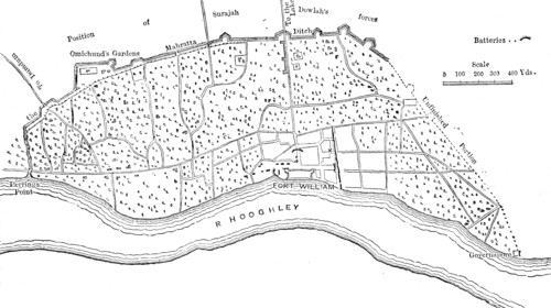 'Territory of Calcutta When Attacked by Surajah Dowlah, 1756', c1891. Creator: James Grant.