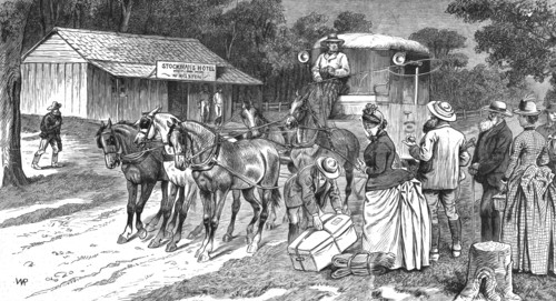 ''The Melbourne CentennialInternational Exhibition- Up-country people starting for the exhibition',  Creator: Unknown.