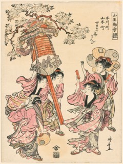 Carrying a Lantern Decorated with the Flowers of the Four Seasons (Hirakawa-cho..., 1780. Creator: Torii Kiyonaga.