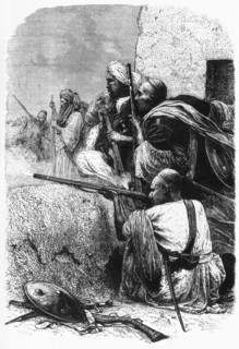 'Mountaineers of the North-West Firing on the British', c1891. Creator: James Grant.