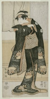 The Actor Iwai Hanshiro lV as Otoma, Daughter of Ohina from Inamuragasaki in Ka..., 1794 (Kansei 6). Creator: Toshusai Sharaku.