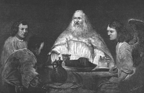''"Abraham at Table with the Angels"; from the picture attributedto Rembrandt, recently...', 1890. Creator: Unknown.