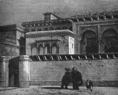 'Courtyard of the Palace of Govindghur', c1891. Creator: James Grant.