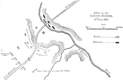 'Plan of the Affair at Pandoo Nuddee', c1891. Creator: James Grant.