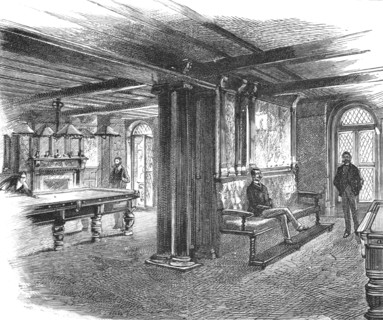 ''The new quarters of the Lyric Club, Coventry Street, W. The Billiard Room', 1888. Creator: Unknown.
