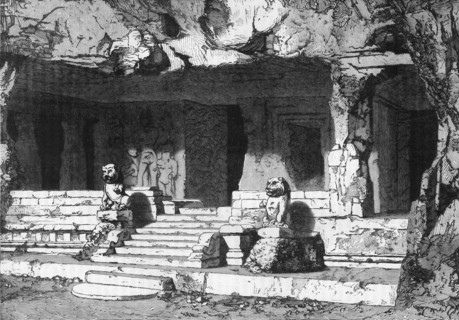 'View of the Lions' Cave, Elephanta', c1891. Creator: James Grant.