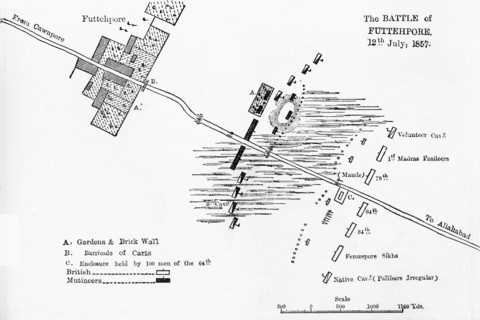 'Plan of the Battle of Futtehpore', c1891. Creator: James Grant.