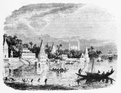 'Scene on the Banks of the Ganges', c1891. Creator: James Grant.