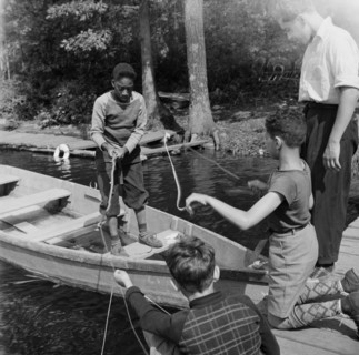 Fishing at Camp Nathan Hale, Southfields, New York, 1943. Creator: Gordon Parks.