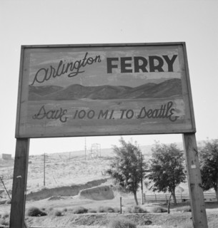 On transportation outskirts of small Oregon town on the Columbia River, Arlington, Oregon, 1939. Creator: Dorothea Lange.