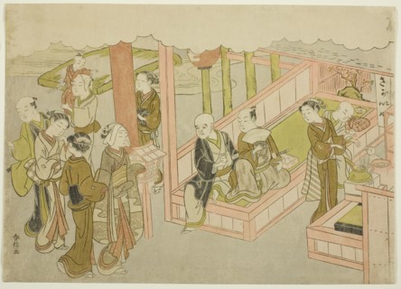 The Introduction (Miai), the first sheet from the series "Marriage in Brocade Prints ..., c. 1769. Creator: Suzuki Harunobu.