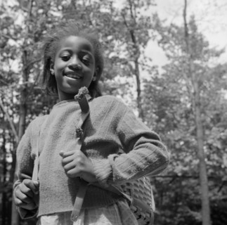 A camper all ready to start on a hike at Camp Fern Rock, Bear Mountain, New York, 1943 Creator: Gordon Parks.