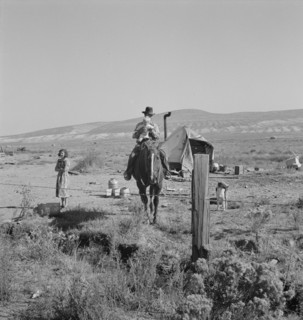 The Fairbanks family has moved to three..., Willow Creek area, Malheur County, Oregon, 1939. Creator: Dorothea Lange.