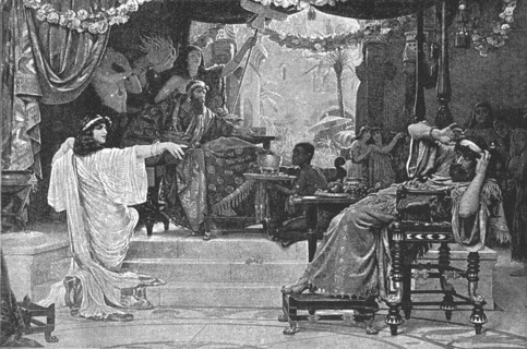 ''Pictures of the Year VIII, Esther denouncing Haman to Ahasuerus', 1888. Creator: Ernest Normand.