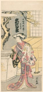 Nakamura Tomijuro I as a Female Fox in the Scene from the Play, Chigo Torii Tobiiri Gitsun..., 1777. Creator: Torii Kiyonaga.