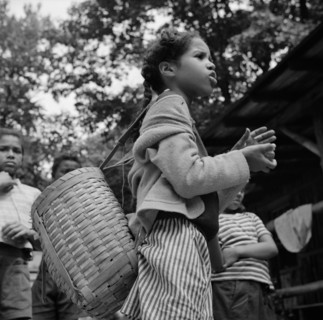 Michailyn calling her buddie Marie at Camp Fern Rock, Bear Mountain, New York, 1943 Creator: Gordon Parks.