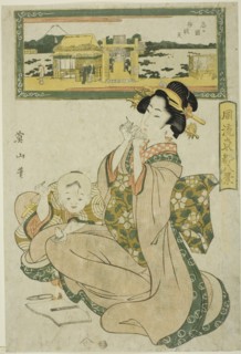 Benzaiten Shrine at Shinobugaoka (Shinobugaoka Benzaiten), from the "Fashionable..., c. 1824/29. Creator: Kikukawa Eizan.