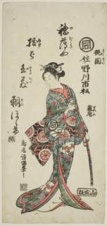 The Actor Sanogawa Ichimatsu I as Momozono in the play "Katakiuchi Mogami no Inabune," per..., 1759. Creator: Torii Kiyomitsu.