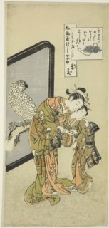 Parrot Komachi (Omu Komachi), from the series The Seven Fashionable Aspects of Komachi..., 1751/64. Creator: Suzuki Harunobu.