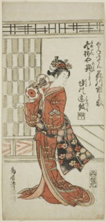 The Actor Hanagawa Ichinojo as Akane Gozen in the play "Okunizome Shusse Butai,"..., 1759. Creator: Torii Kiyomitsu.