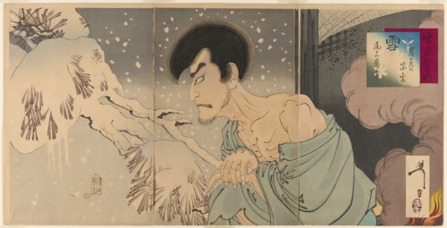 The Actor Onoe Kikugoro V as the Priest Sogen (Yuki: Iwakura Sogen Onoe Baiko), from..., 1890. Creator: Tsukioka Yoshitoshi.