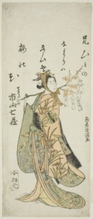 The Actor Ichiyama Shichizo I as Terute Hime in the play "Shuen Soga Omugaeshi,"..., 1768. Creator: Torii Kiyomitsu.