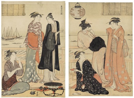The Sixth Month, Enjoying the Evening Cool in a Teahouse, from the series The Twelve..., About 1783. Creator: Torii Kiyonaga.