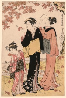Beauties Under a Maple Tree, from the series "A Collection of Contemporary Beauties..., c. 1784. Creator: Torii Kiyonaga.