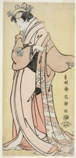 The Actor Nakayama Tomisaburo I as Lady Tsukuba, Wife of Yoshioki (Shodai Nakayama..., 1794. Creator: Toshusai Sharaku.